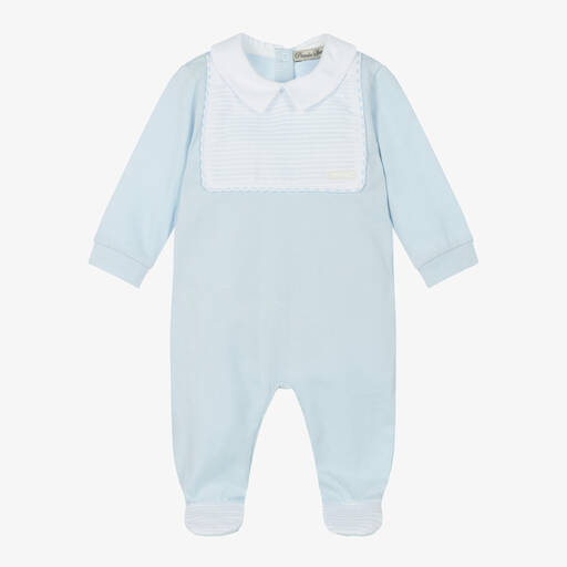Piccola Speranza-Boys Blue & White Cotton Babygrow | Childrensalon Outlet