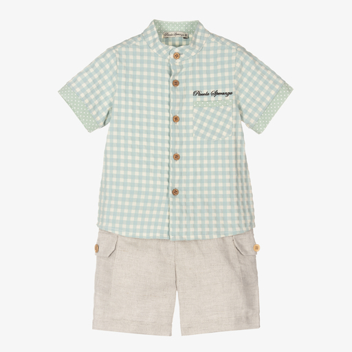 Piccola Speranza-Boys Check Shirt & Shorts Set | Childrensalon Outlet