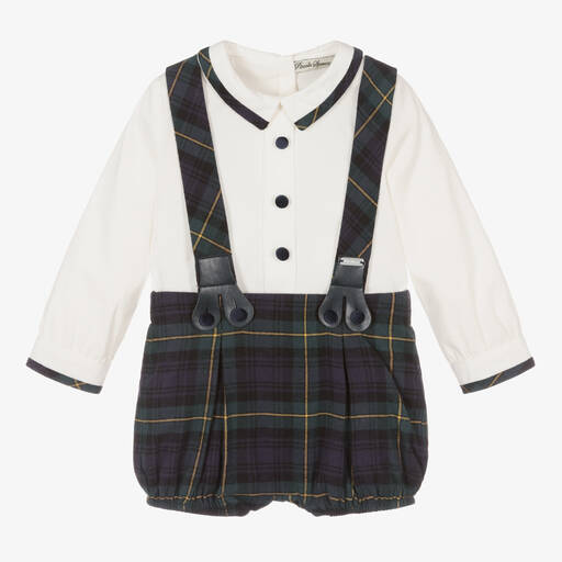 Piccola Speranza-Рубашка и зеленые шорты из хлопка в клетку | Childrensalon Outlet