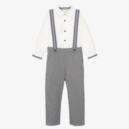 Piccola Speranza-Boys Ivory Shirt & Charcoal Trousers Duo | Childrensalon Outlet