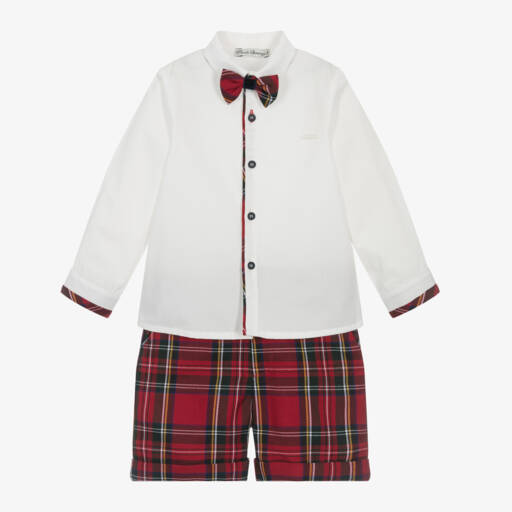 Piccola Speranza-طقم شورت تارتان لون أحمر  | Childrensalon Outlet