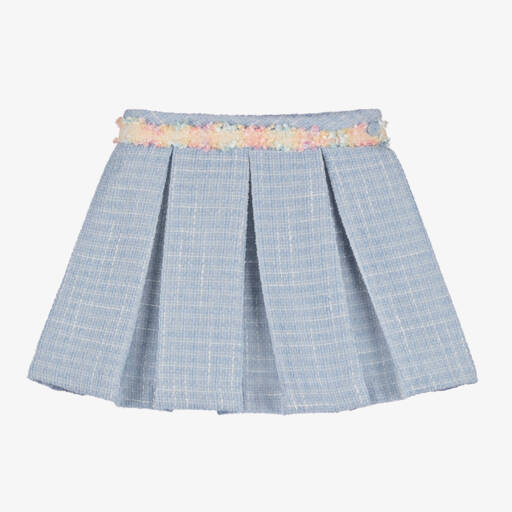 Piccola Speranza-تنورة بكسرات تويد لون أزرق | Childrensalon Outlet
