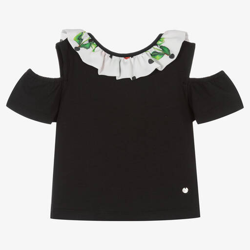 Piccola Speranza-Girls Black Cotton Top | Childrensalon Outlet