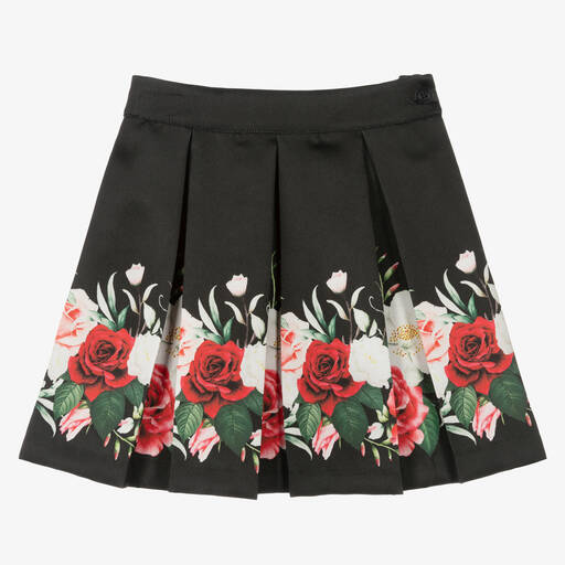 Piccola Speranza-Girls Black & Red Roses Skirt | Childrensalon Outlet