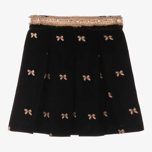 Piccola Speranza-Черная бархатная юбка с бантиками | Childrensalon Outlet