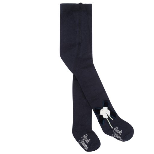 Piccola Speranza-Girls Blue Cotton Tights | Childrensalon Outlet