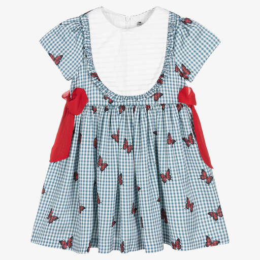 Piccola Speranza-Girls Blue Gingham Dress | Childrensalon Outlet