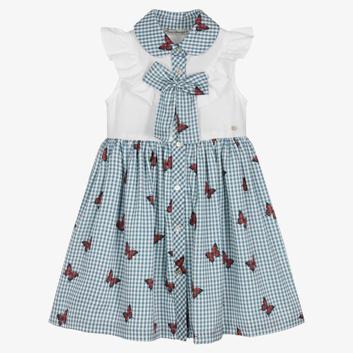 Piccola Speranza-Girls Blue Gingham Dress | Childrensalon Outlet