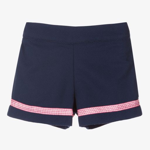 Piccola Speranza-Girls Blue & Pink Trim Shorts | Childrensalon Outlet