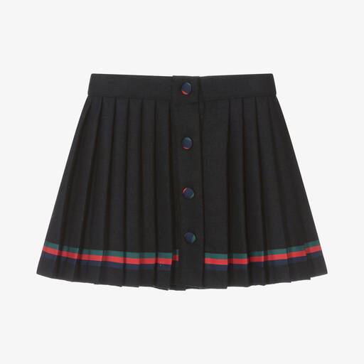 Piccola Speranza-Girls Blue Pleated Wool Skirt | Childrensalon Outlet