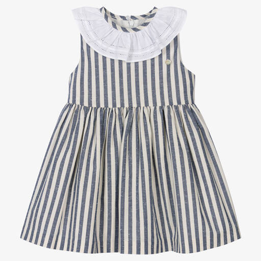 Piccola Speranza-Хлопковое платье в синюю полоску | Childrensalon Outlet