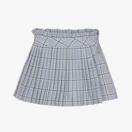 Piccola Speranza-Girls Blue & White Check Cotton Skort | Childrensalon Outlet