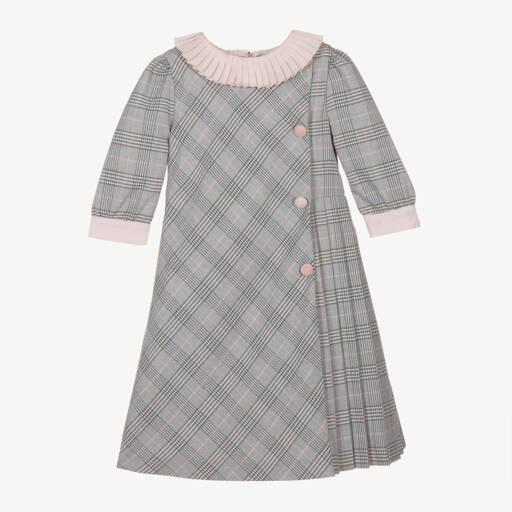 Piccola Speranza-Girls Checked Dress with Pink Accents | Childrensalon Outlet