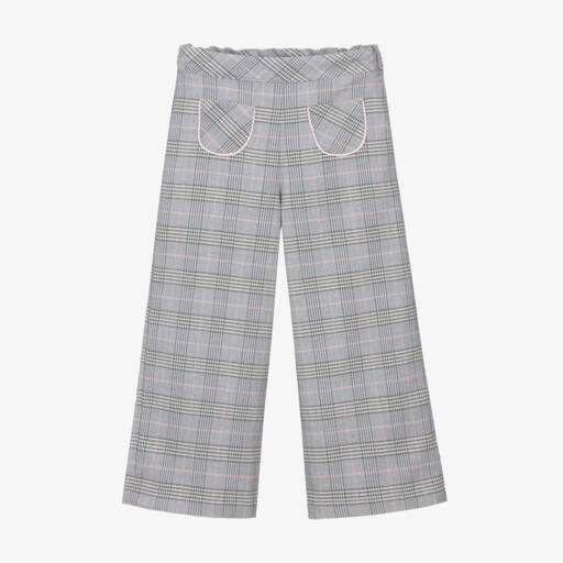 Piccola Speranza-Girls Checkered Wide-Leg Trousers | Childrensalon Outlet