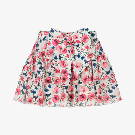 Piccola Speranza-شورت سكورت ساتان وكريب لون عاجي بطبعة ورود | Childrensalon Outlet