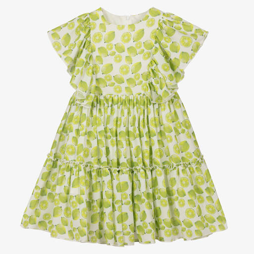 Piccola Speranza-Girls Green Lime Chiffon Dress | Childrensalon Outlet