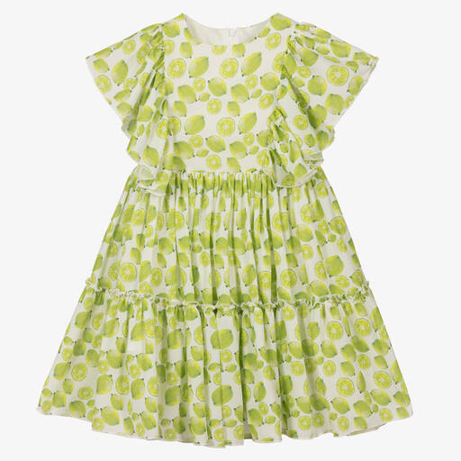 Piccola Speranza-Зеленое шифоновое платье с лаймами | Childrensalon Outlet
