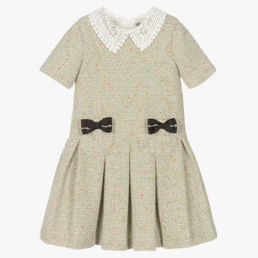 Piccola Speranza-Grünes Tweedkleid für Mädchen | Childrensalon Outlet
