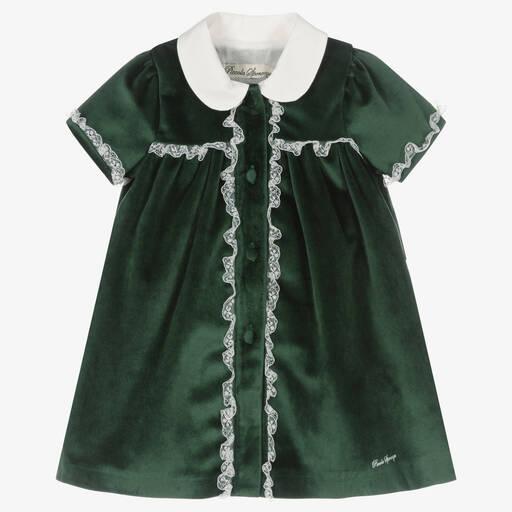 Piccola Speranza-Grünes Samtkleid für Mädchen | Childrensalon Outlet
