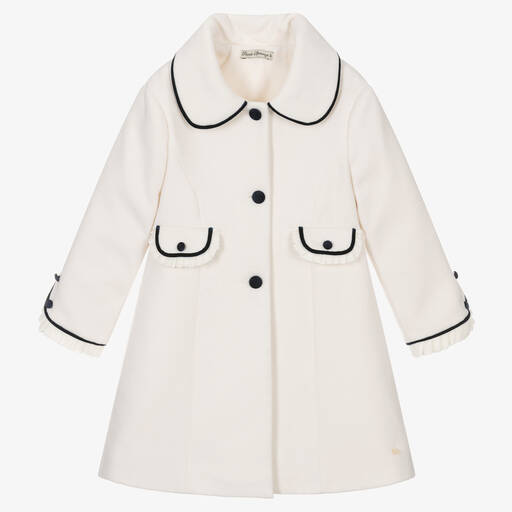 Piccola Speranza-Girls Ivory Collared Coat  | Childrensalon Outlet