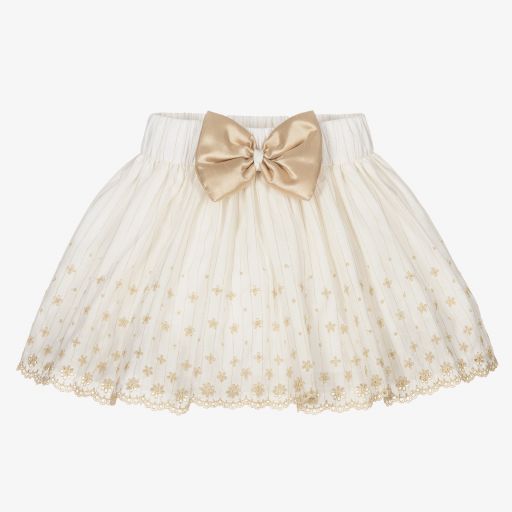 Piccola Speranza-تنورة مزيج قطن لون عاجي وذهبي | Childrensalon Outlet