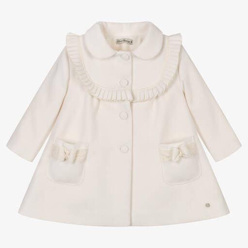 Piccola Speranza-Manteau ivoire plissé classique | Childrensalon Outlet