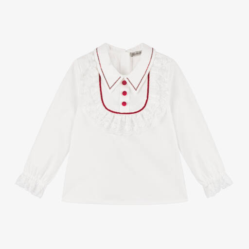 Piccola Speranza-بلوزة تول وقطن لون عاجي | Childrensalon Outlet