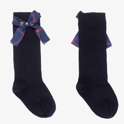Piccola Speranza-Girls Navy Blue Cotton Socks | Childrensalon Outlet