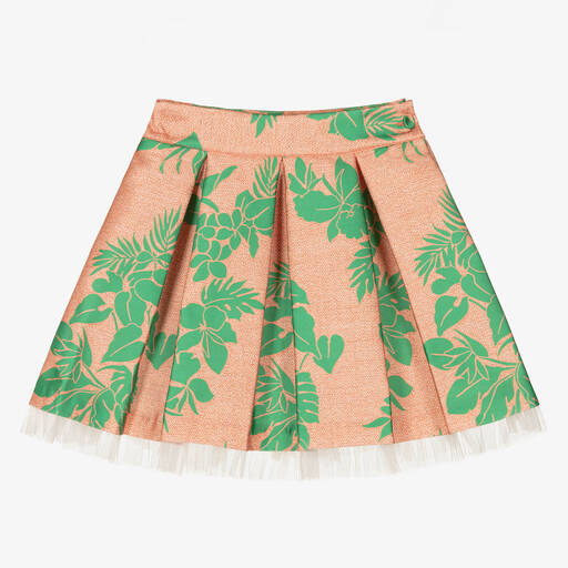Piccola Speranza-Girls Orange Satin Twill Skirt | Childrensalon Outlet
