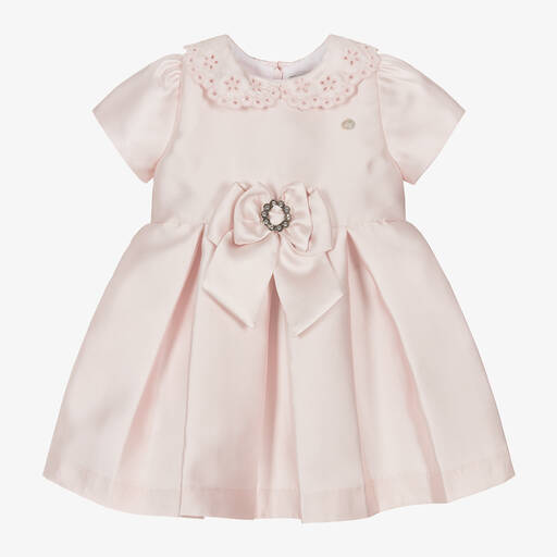 Piccola Speranza-Розовое атласное платье с воротником для девочек | Childrensalon Outlet