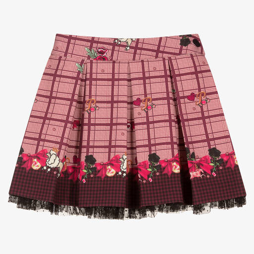 Piccola Speranza-Girls Pink Check Bows Skirt | Childrensalon Outlet
