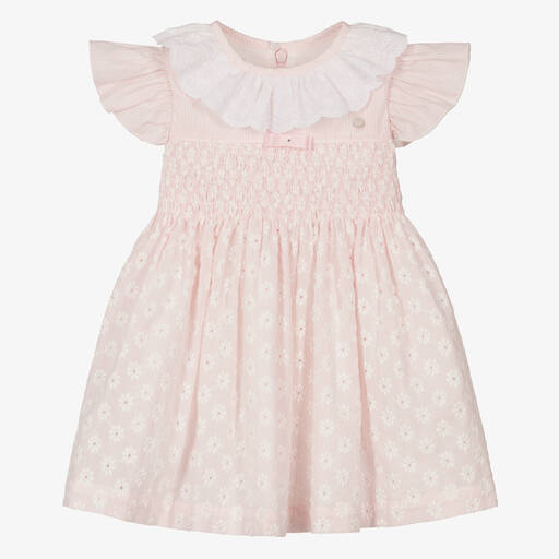 Piccola Speranza-Girls Pink Cotton Embroidered Dress | Childrensalon Outlet