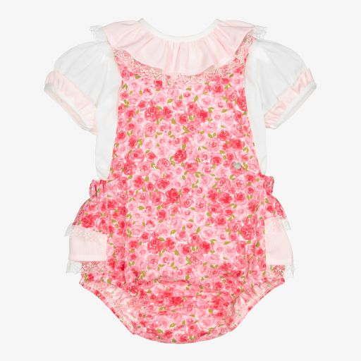 Piccola Speranza-Girls Pink Floral Shortie Set | Childrensalon Outlet