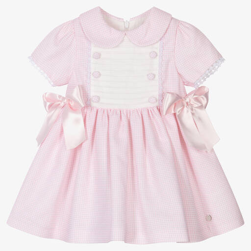 Piccola Speranza-Girls Pink Gingham Patterned Dress | Childrensalon Outlet