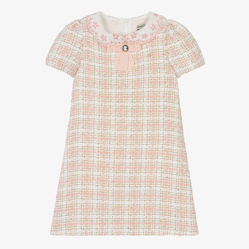Piccola Speranza-Girls Pink & Ivory Tweed Dress | Childrensalon Outlet