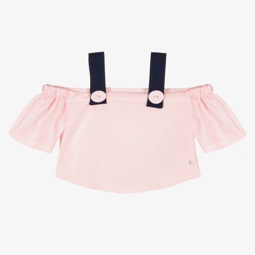 Piccola Speranza-Girls Pink Off-Shoulder Blouse | Childrensalon Outlet