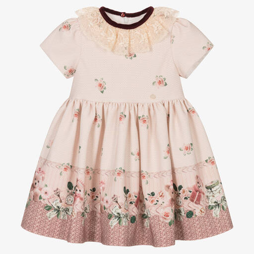 Piccola Speranza-Розовое платье с розами и медвежатами | Childrensalon Outlet