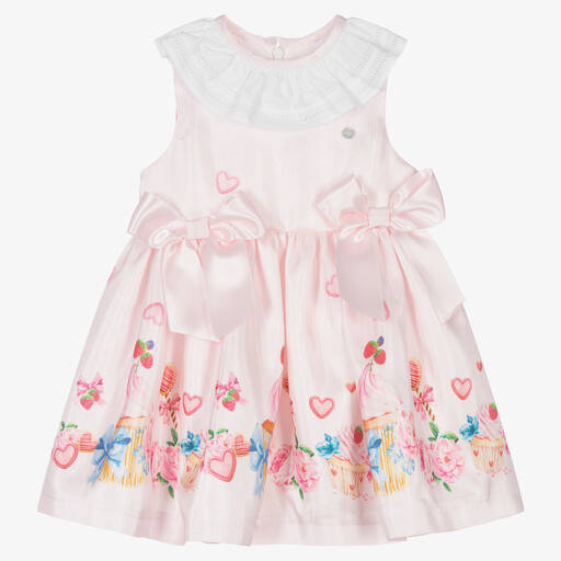 Piccola Speranza-Girls Pink Satin Floral Cupcake Dress | Childrensalon Outlet