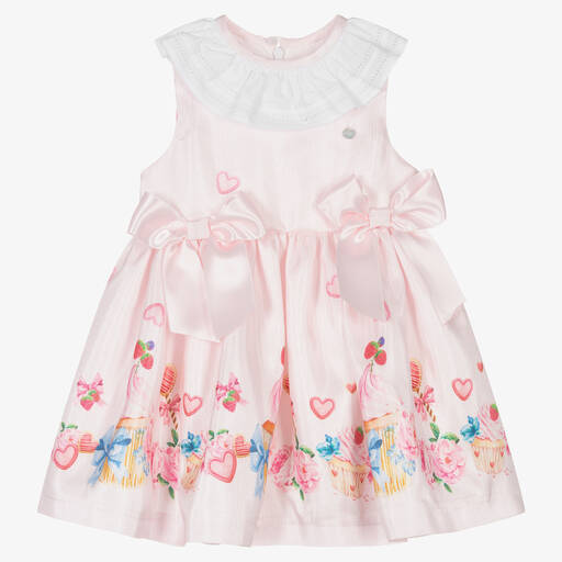 Piccola Speranza-فستان ساتان تويل لون زهري بطبعة ورود | Childrensalon Outlet