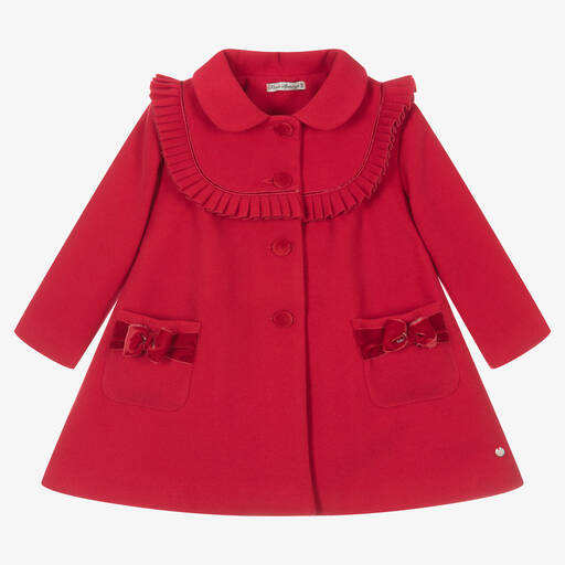 Piccola Speranza-Manteau rouge plissé classique | Childrensalon Outlet