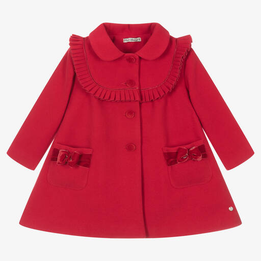 Piccola Speranza-Girls Red Traditional Pleated Coat | Childrensalon Outlet