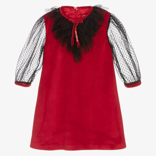 Piccola Speranza-Girls Red Velvet Dress | Childrensalon Outlet