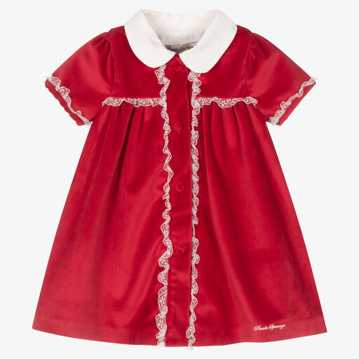 Piccola Speranza-Girls Red Velvet Dress | Childrensalon Outlet