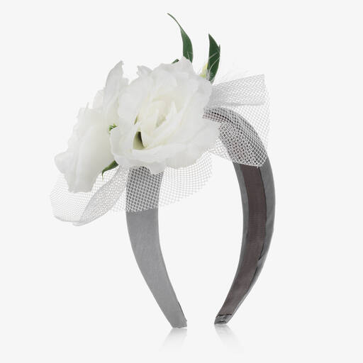 Piccola Speranza-Girls Silver Flower Hairband | Childrensalon Outlet