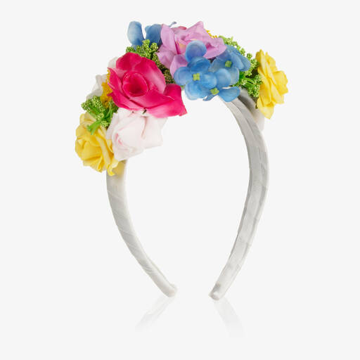 Piccola Speranza-Girls White Floral Hairband | Childrensalon Outlet