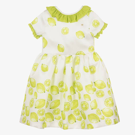 Piccola Speranza-Limettenkleid in Weiß und Grün | Childrensalon Outlet