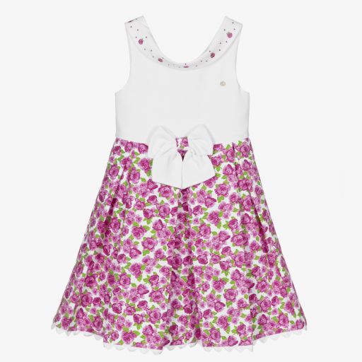 Piccola Speranza-Белое платье с розовыми розами для девочек | Childrensalon Outlet