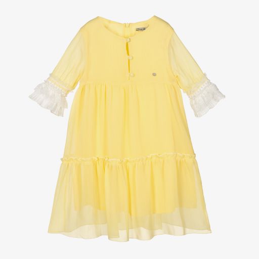 Piccola Speranza-Girls Yellow Chiffon Dress | Childrensalon Outlet