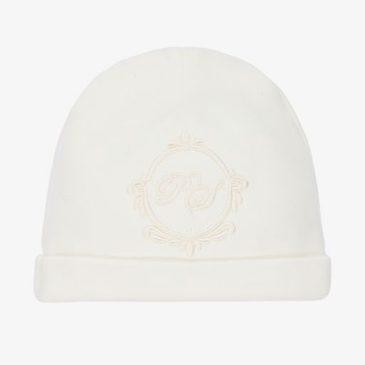 Piccola Speranza-Ivory Cotton Logo Baby Hat | Childrensalon Outlet