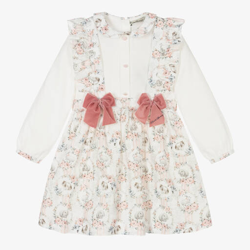 Piccola Speranza-Ivory & Pink Cotton Skirt Set | Childrensalon Outlet